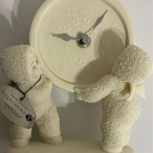 Dept 56 Snowbabies "As Time Goes By" Clock Figurine 2000 White
